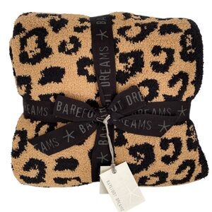 NWT Barefoot Dreams Tan and Black Animal Print Throw